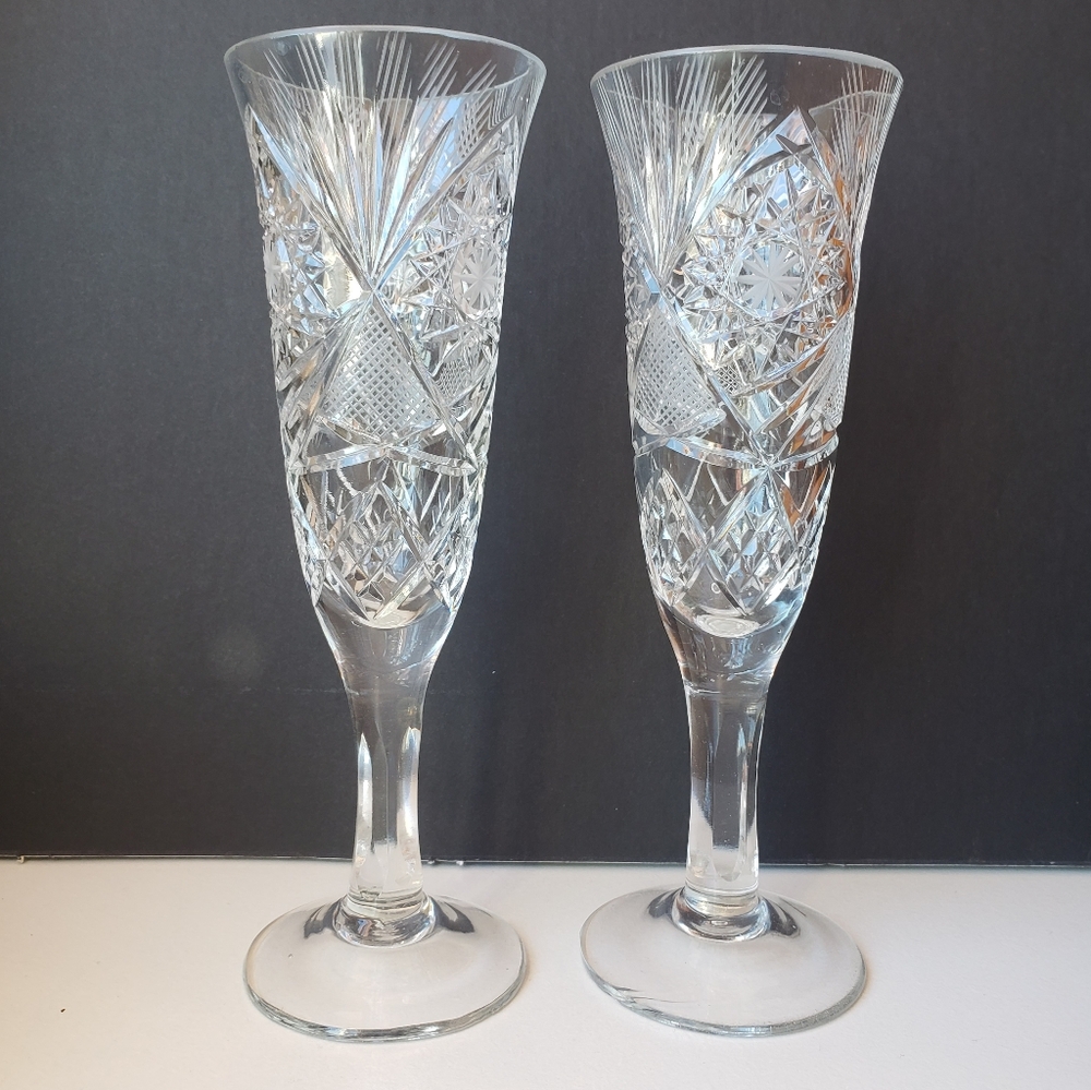 Cut Crystal Champagne Flutes, 2